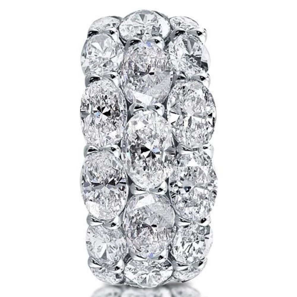 925 Silver Plated Party Big Oval Gems Three Layer Promise Eternity Ring, L476 - Picture 3 of 6